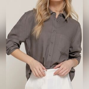 #95243 🛑S,M,L IT'S ALL ABOUT THE SHIRT...Long Sleeve Linen Blend Shirt